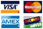 Visa, MasterCard, Amex, and Discover logos